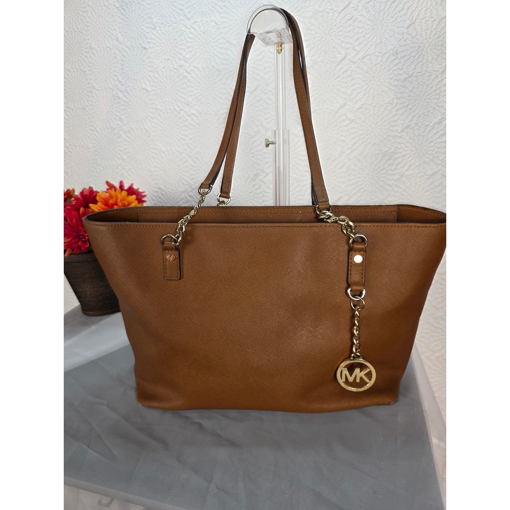 Michael Kors Jet Set Travel Tote Luggage Saffiano Leather Chain Shoulder Bag